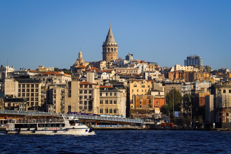 Capture the stunning view of Istanbul's iconic Galata Tower and vibrant cityscape along the Bosphorus.
