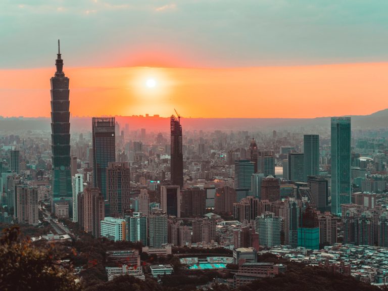 Breathtaking view of Taipei's skyline with iconic Taipei 101 at sunset